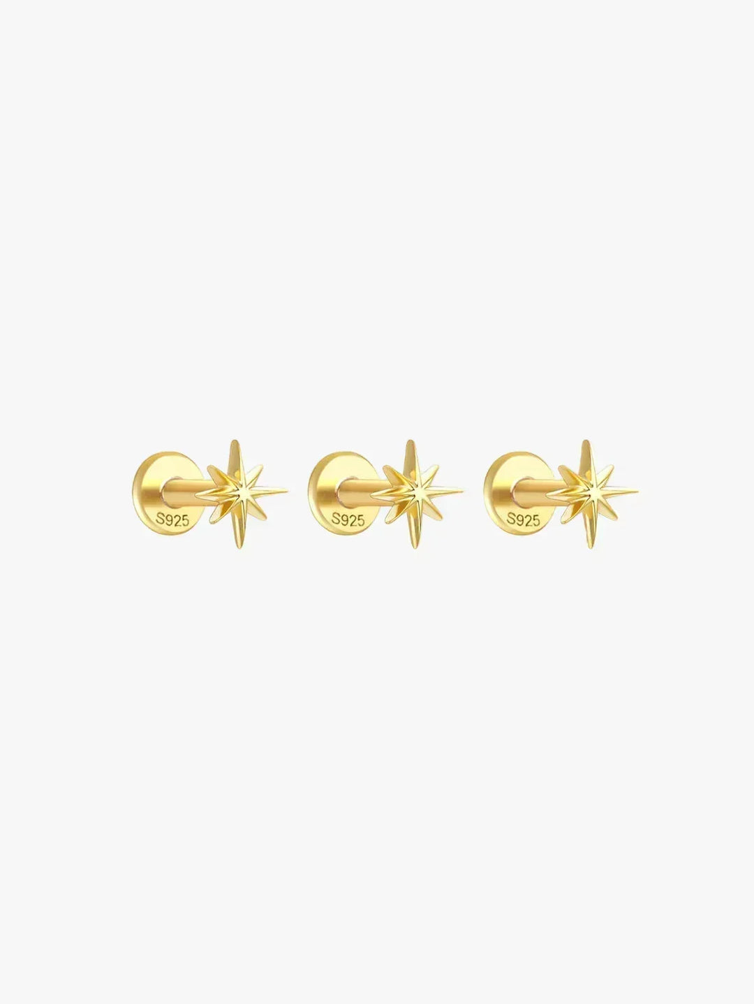Gold Stud Earrings Dervla with Star Motif
