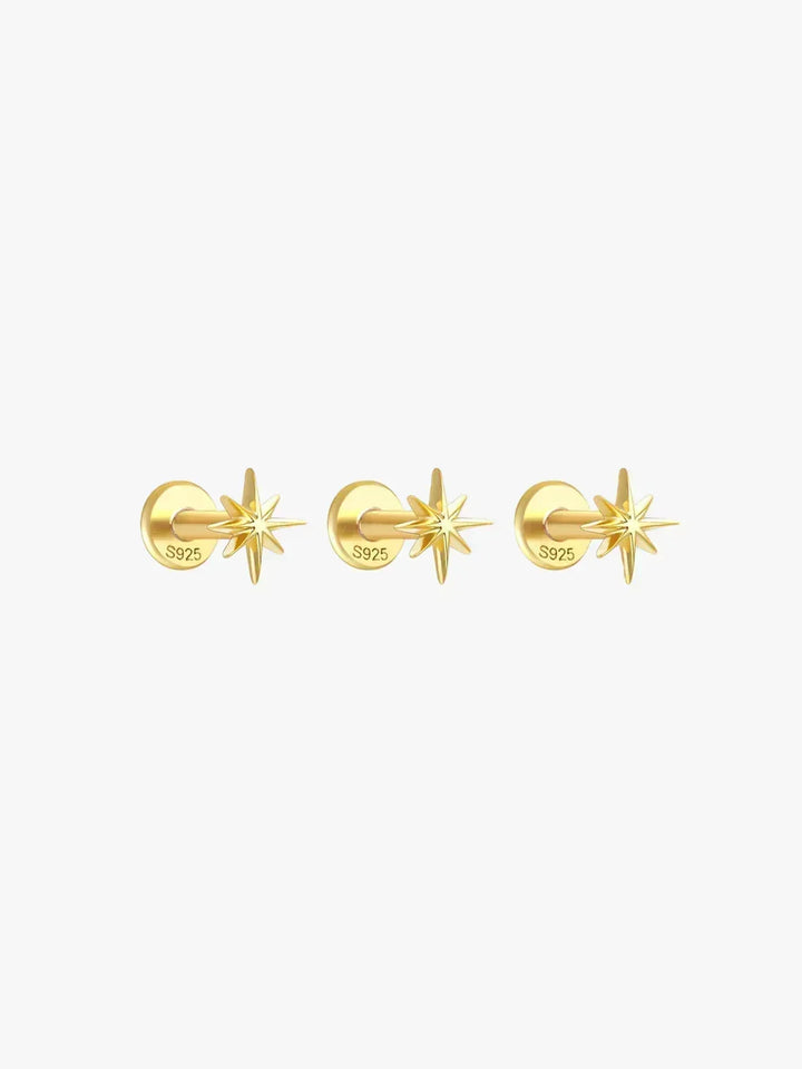 Gold Stud Earrings Dervla with Star Motif