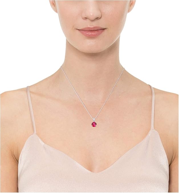 White Gold Necklace Emer with Round Ruby
