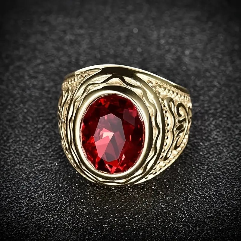 Gold Signet Ring Dervla with Ruby