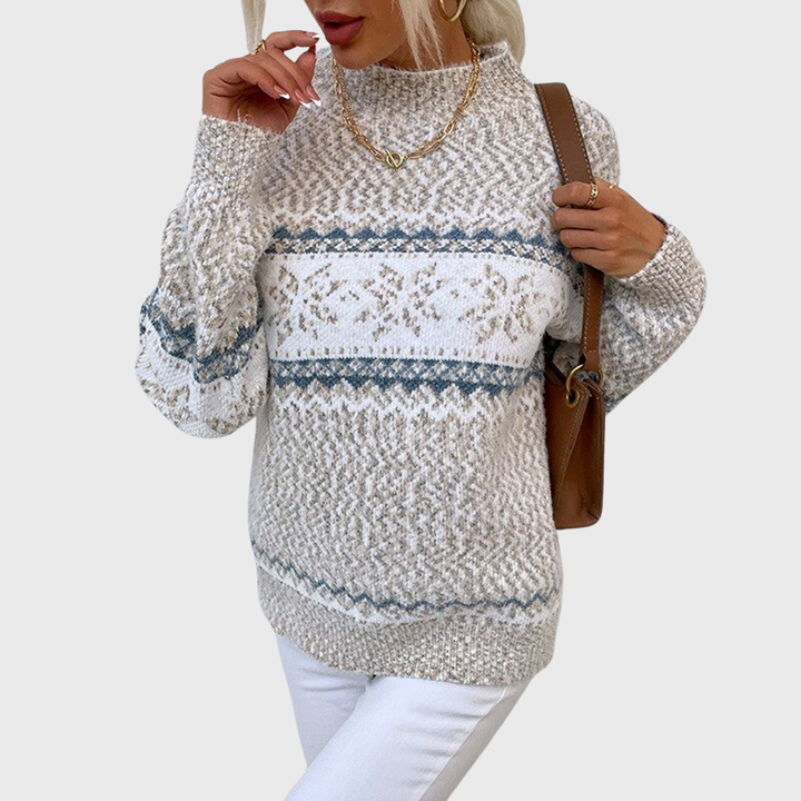 Kielo | Hellblauer Vintage-Pullover mit Norweger-Muster