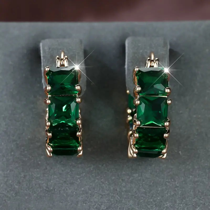 Gold Hoop Earrings Niamh with Emerald