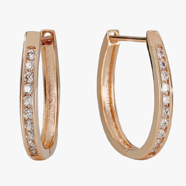 Rose Gold Hoop Earrings Muirne with Crystals