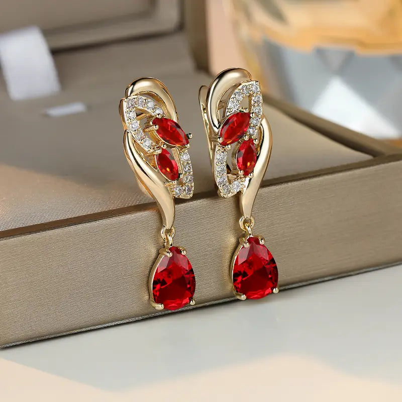 Gold Drop Earrings Aoibhinn with Ruby