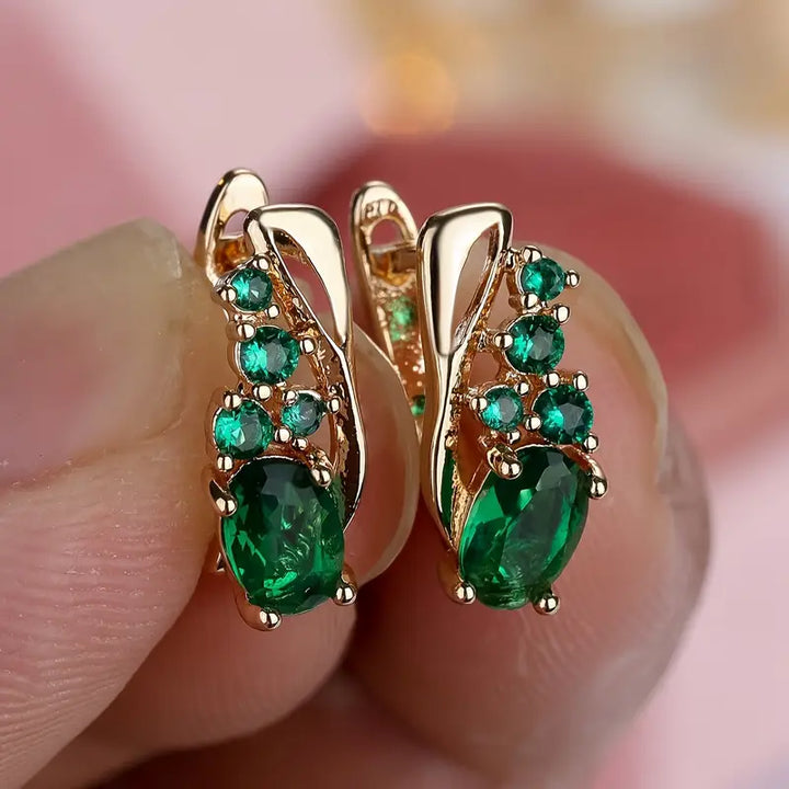 Gold Drop Earrings Fionnuala with Emerald