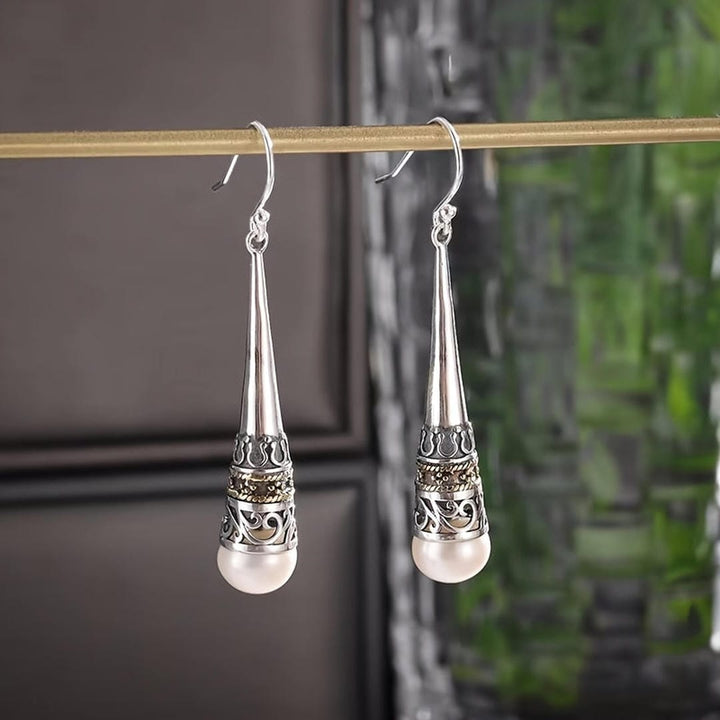 Silver Drop Earrings Emer with Pearl