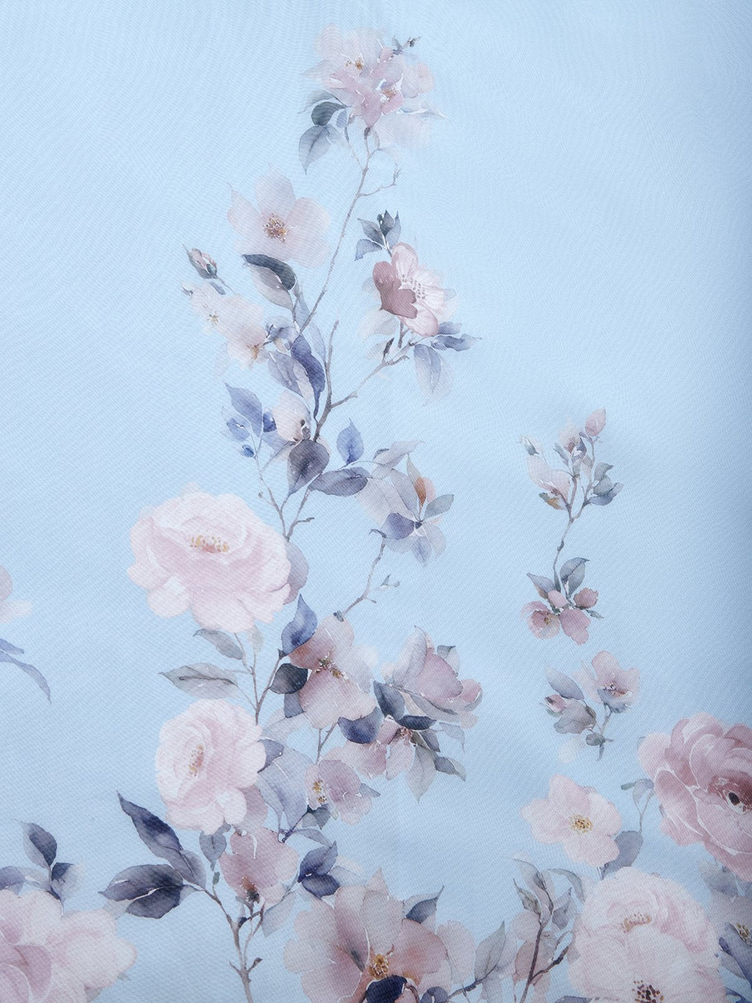 Cíntia - Hellblaues Sommerkleid mit Blütensaum