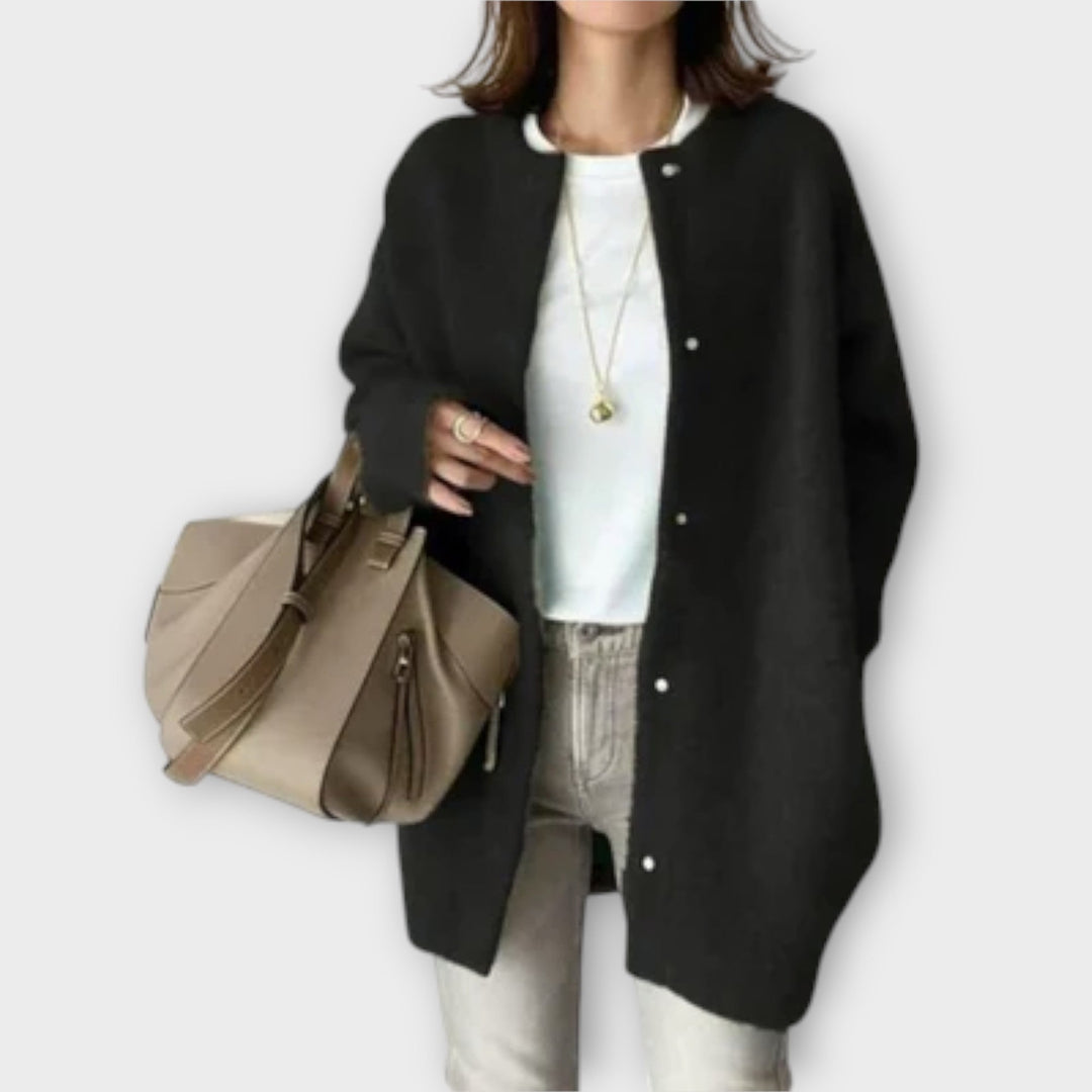 Lilly - Brauner eleganter Cardigan mit Knopfleiste