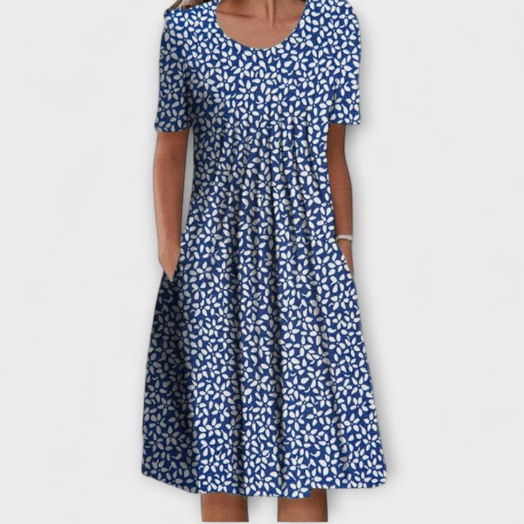 Emelie - Weisses Schichtkleid mit Blütenmuster