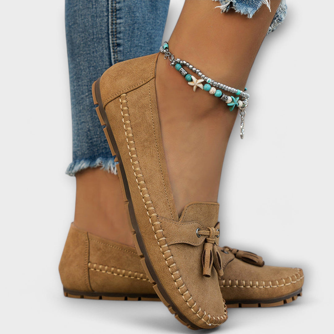 Lieselotte - Blaue Boots-Loafer mit Quasten