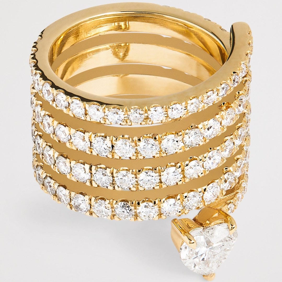 Gold Wrap Ring Dervla with Heart-Cut Zirconia