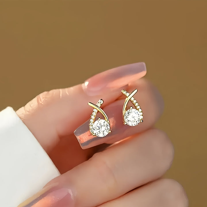 Gold Stud Earrings Sadhbh with Zirconia