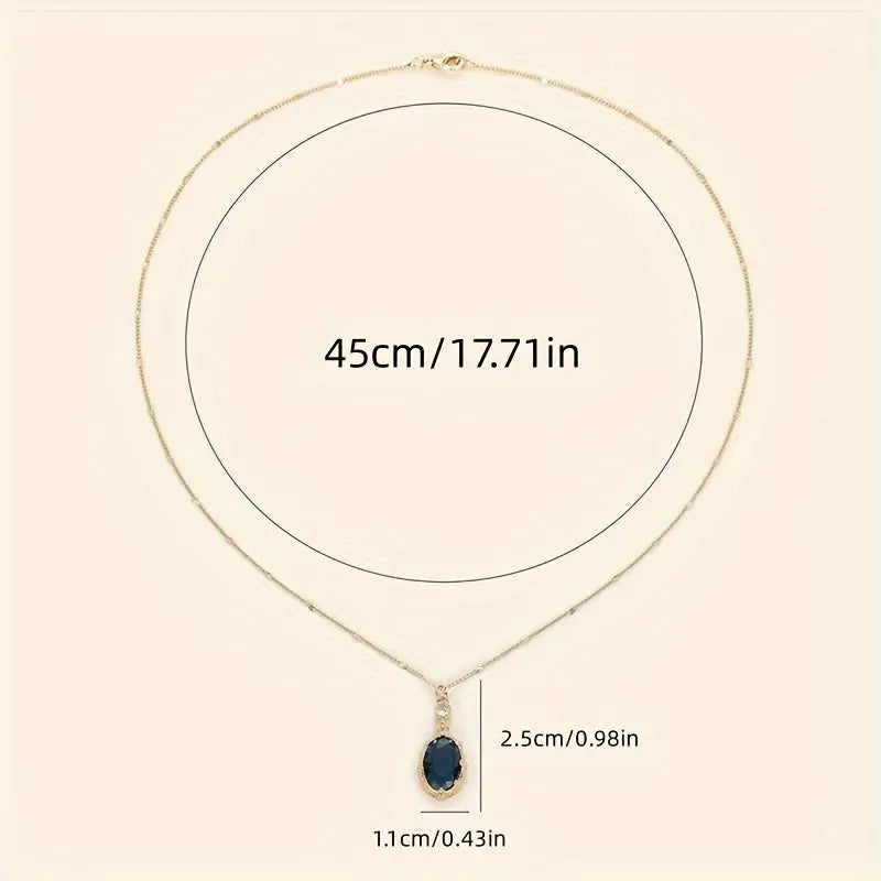 Gold Necklace Sadhbh with Sapphire and Zirconia