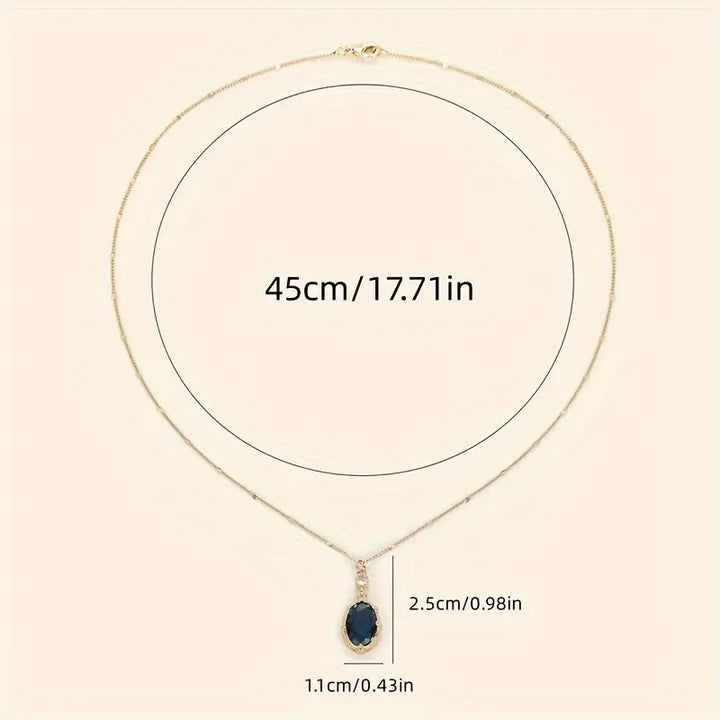 Gold Necklace Sadhbh with Sapphire and Zirconia