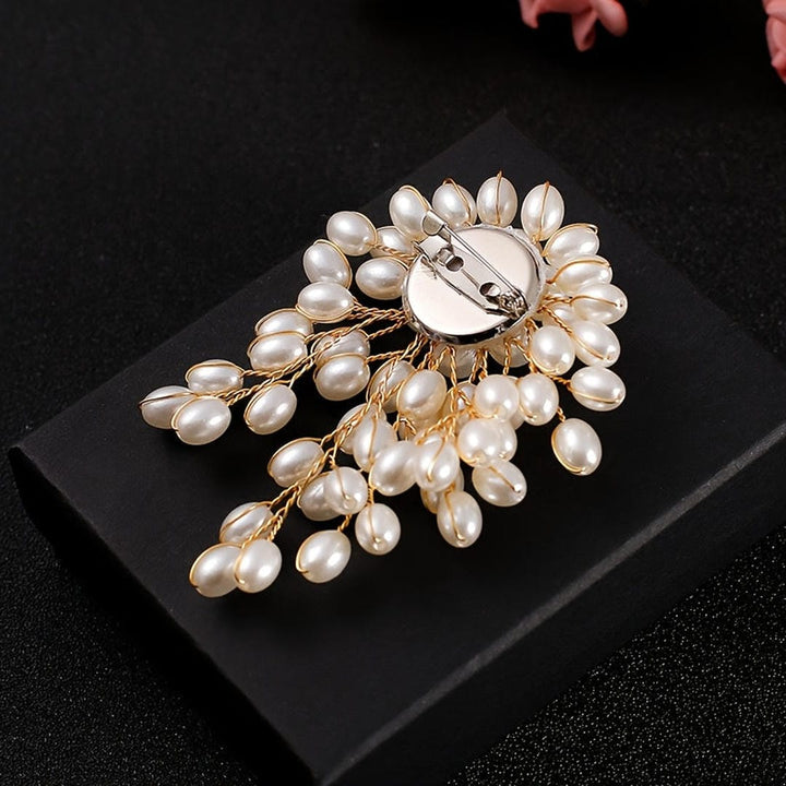 Luxurious Pearl Cascade Brooch