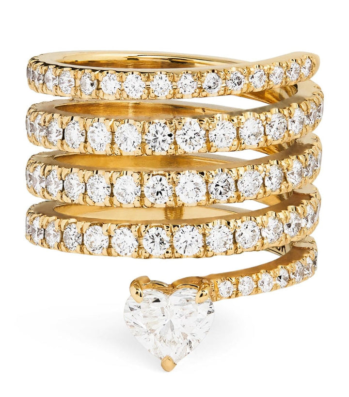 Gold Wrap Ring Dervla with Heart-Cut Zirconia
