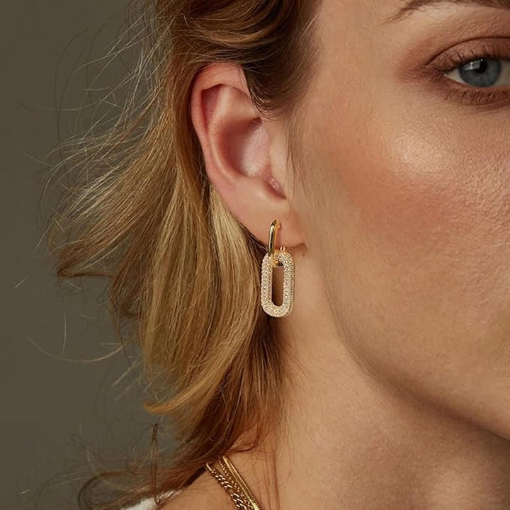 Gold Drop Earrings Niamh with Crystal Pavé