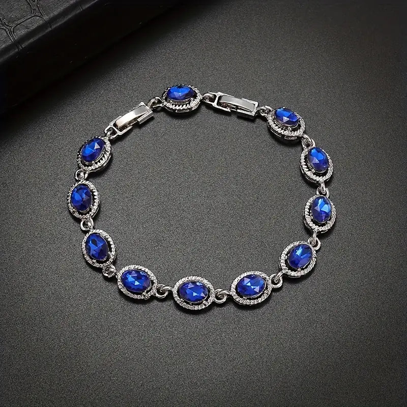 Silver Tennis Bracelet Deirdre with Sapphire Stones