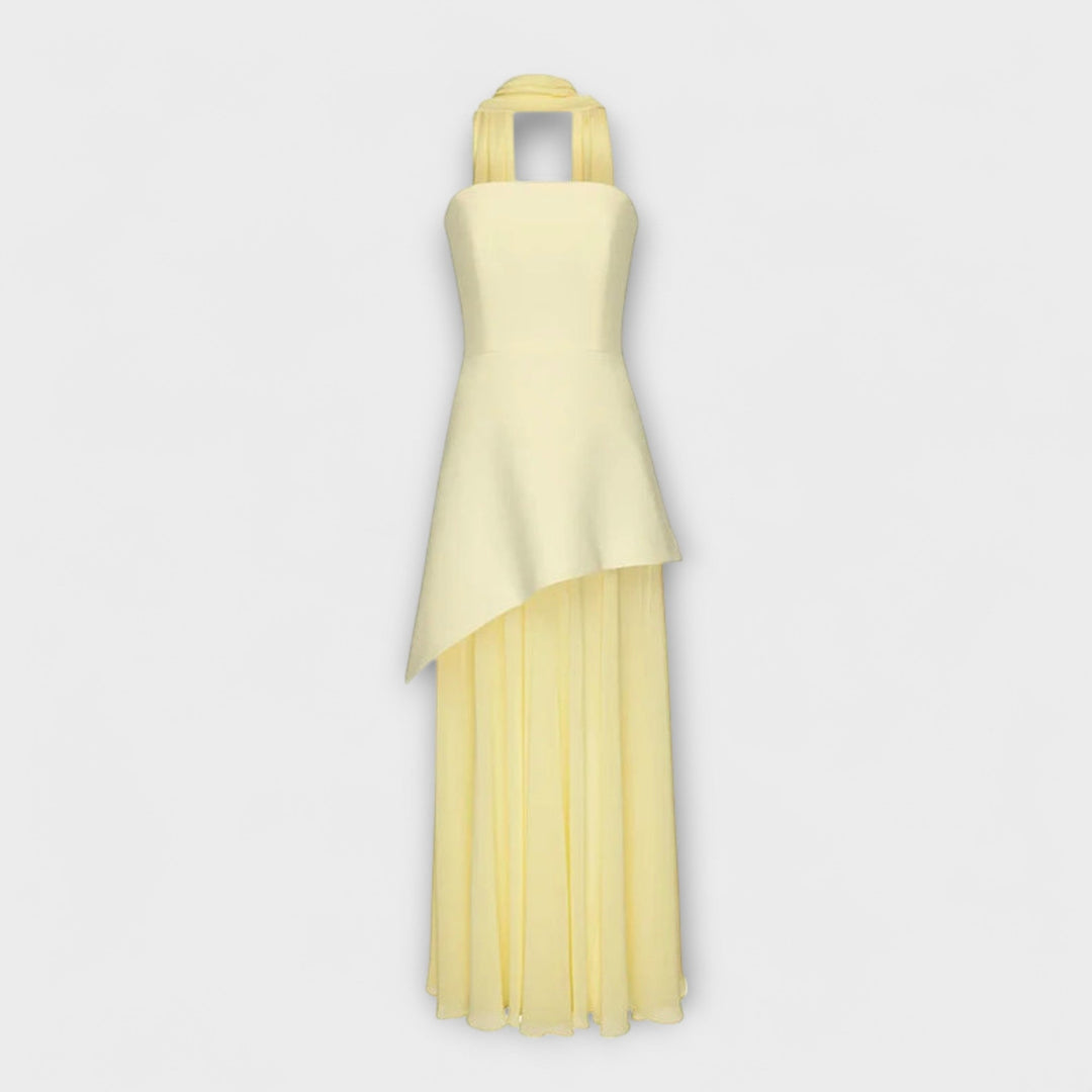 Goldie - Gelbes Chiffon-Maxikleid