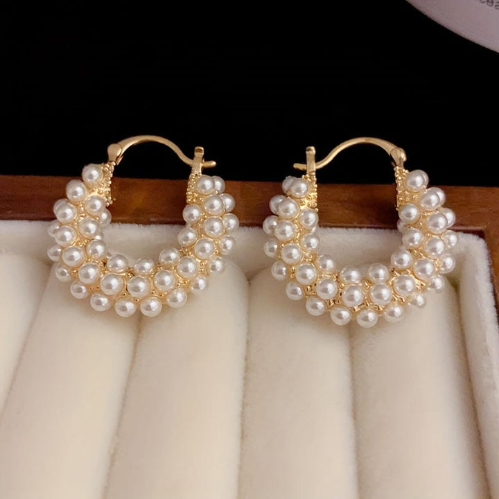 Gold Hoop Earrings Sinéad with Pearls