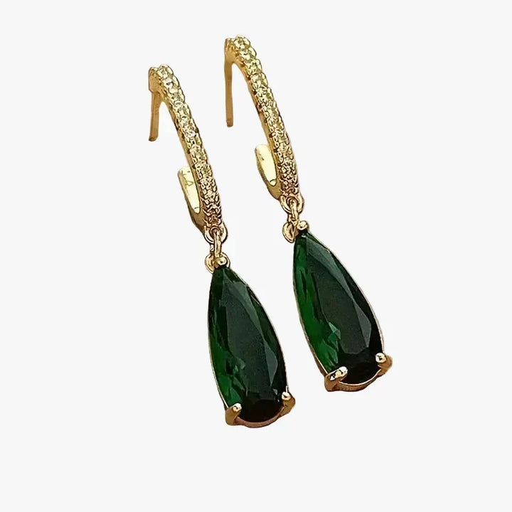 Gold Drop Earrings Áine with Emerald