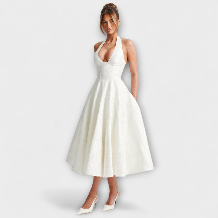 Catalina - Romantisches weisses Midikleid