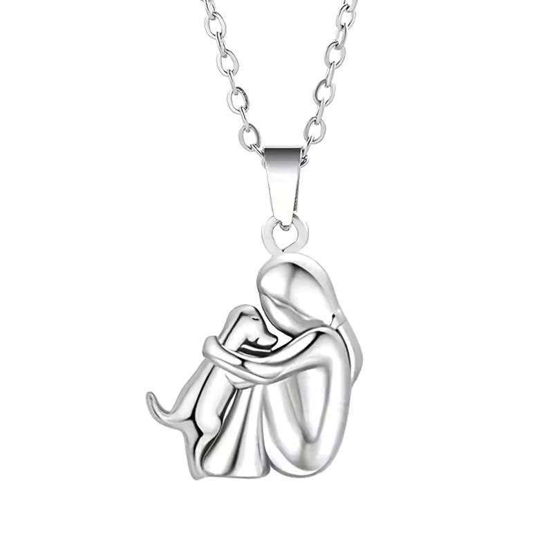 Gold & Silver Necklace Béibhinn with Woman and Dog