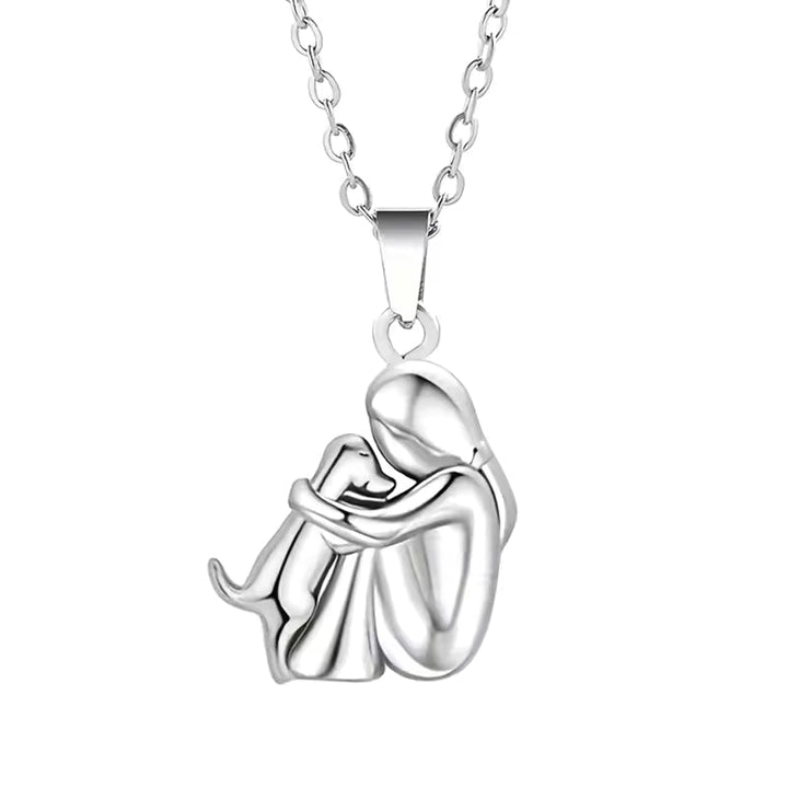Gold & Silver Necklace Béibhinn with Woman and Dog