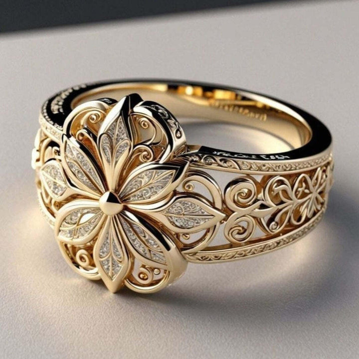 Gold Ring Bláthnaid with Floral Motif