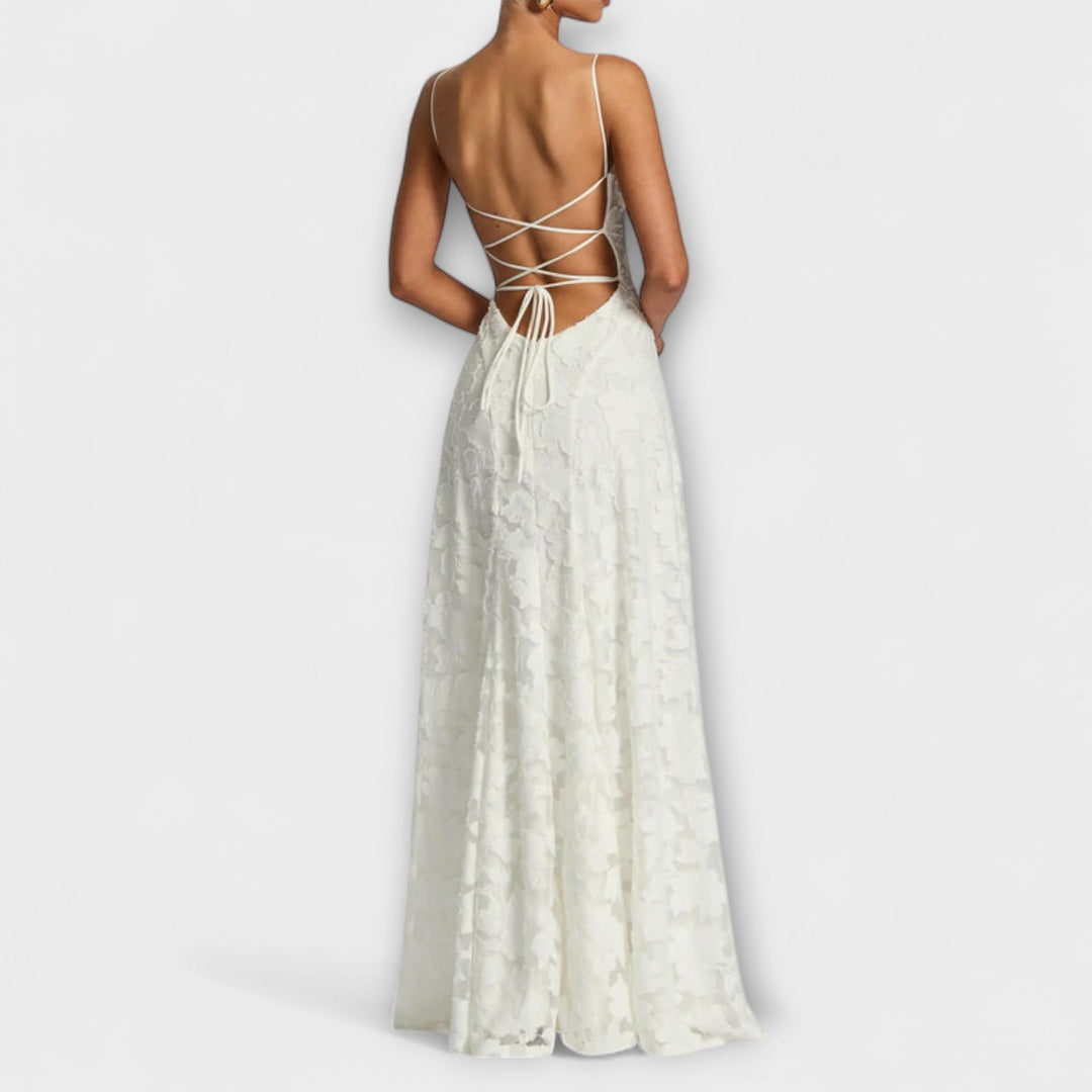 Emberly - Weisses Jacquard-Maxikleid
