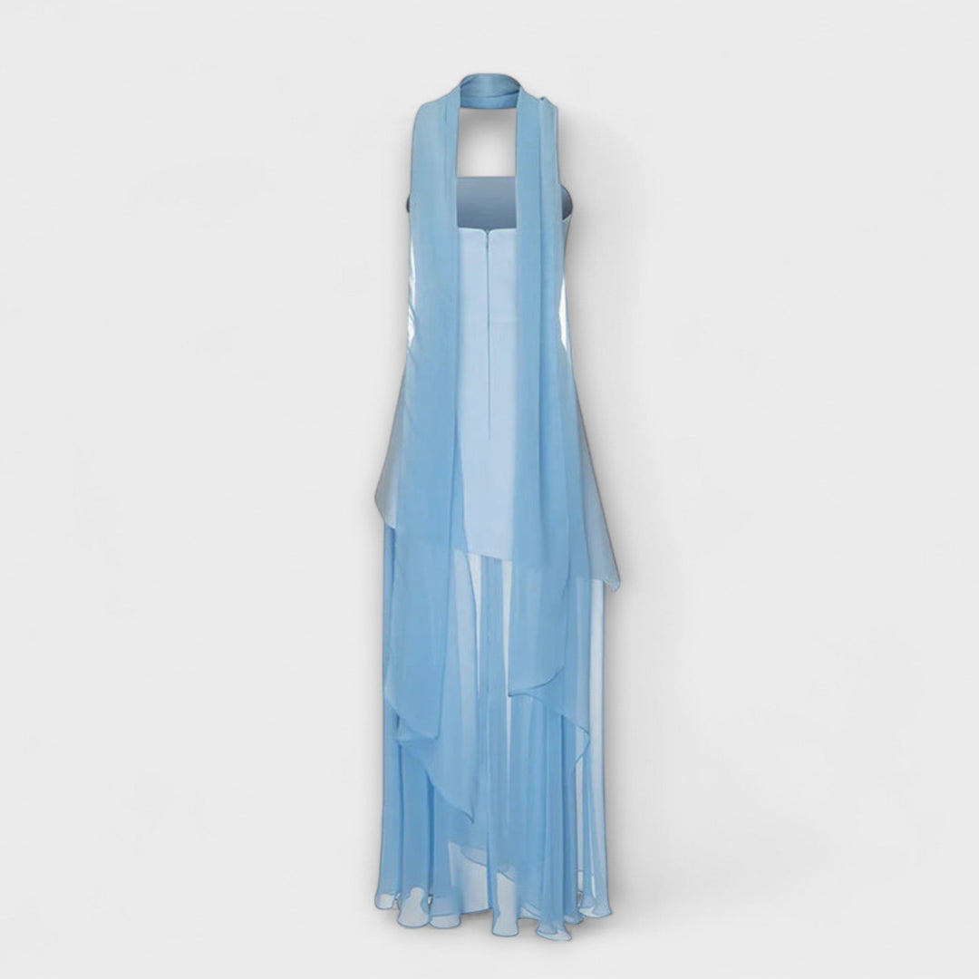 Goldie - Gelbes Chiffon-Maxikleid