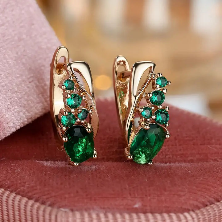 Gold Drop Earrings Fionnuala with Emerald