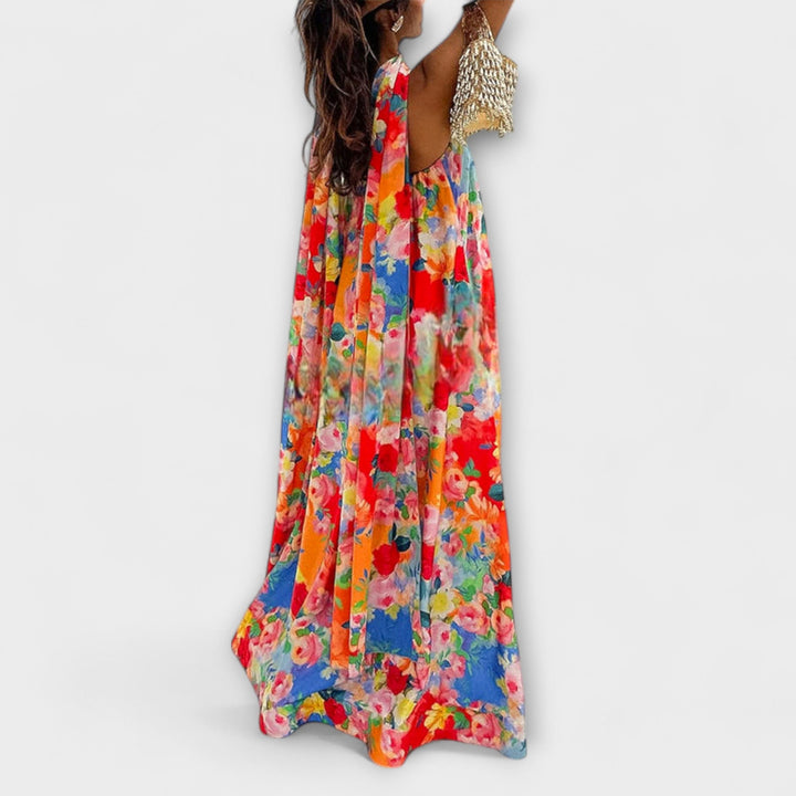 Harlow - Buntes Off-Shoulder-Maxikleid mit Blütenmuster