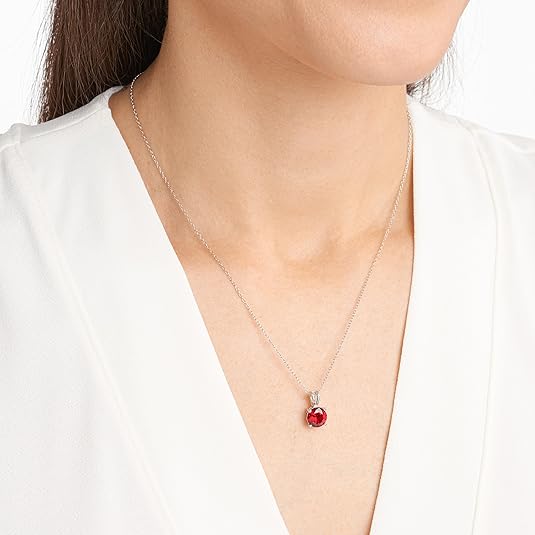 White Gold Necklace Emer with Round Ruby