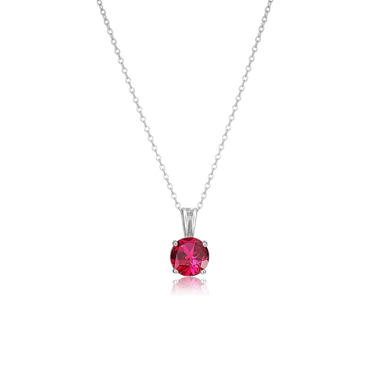 White Gold Necklace Emer with Round Ruby