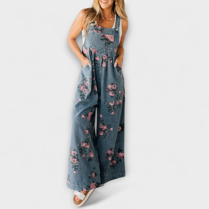 Edelgard - Blumen-Jeans-Latzhose