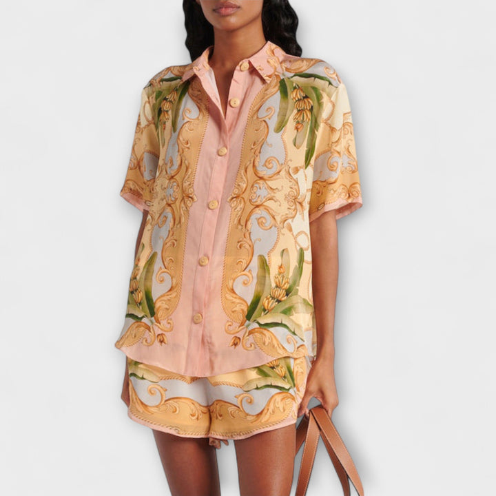Maren - Beiges Set mit botanischem Print