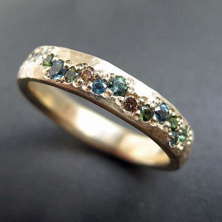 Gold Band Ring Emer with Multicoloured Gemstones