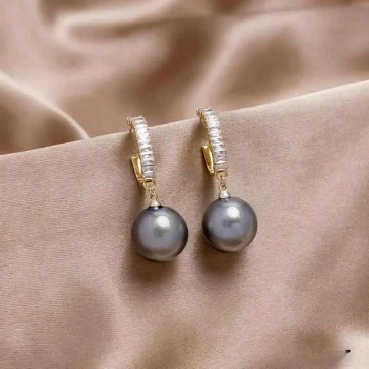 Gold Drop Earrings Kenmare with Pearl and Zircon