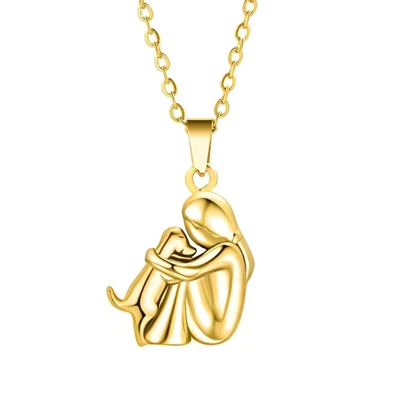 Gold & Silver Necklace Béibhinn with Woman and Dog