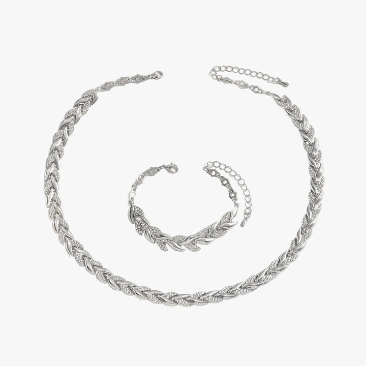 Rose Gold Necklace Set Saoirse with Laurel Leaves