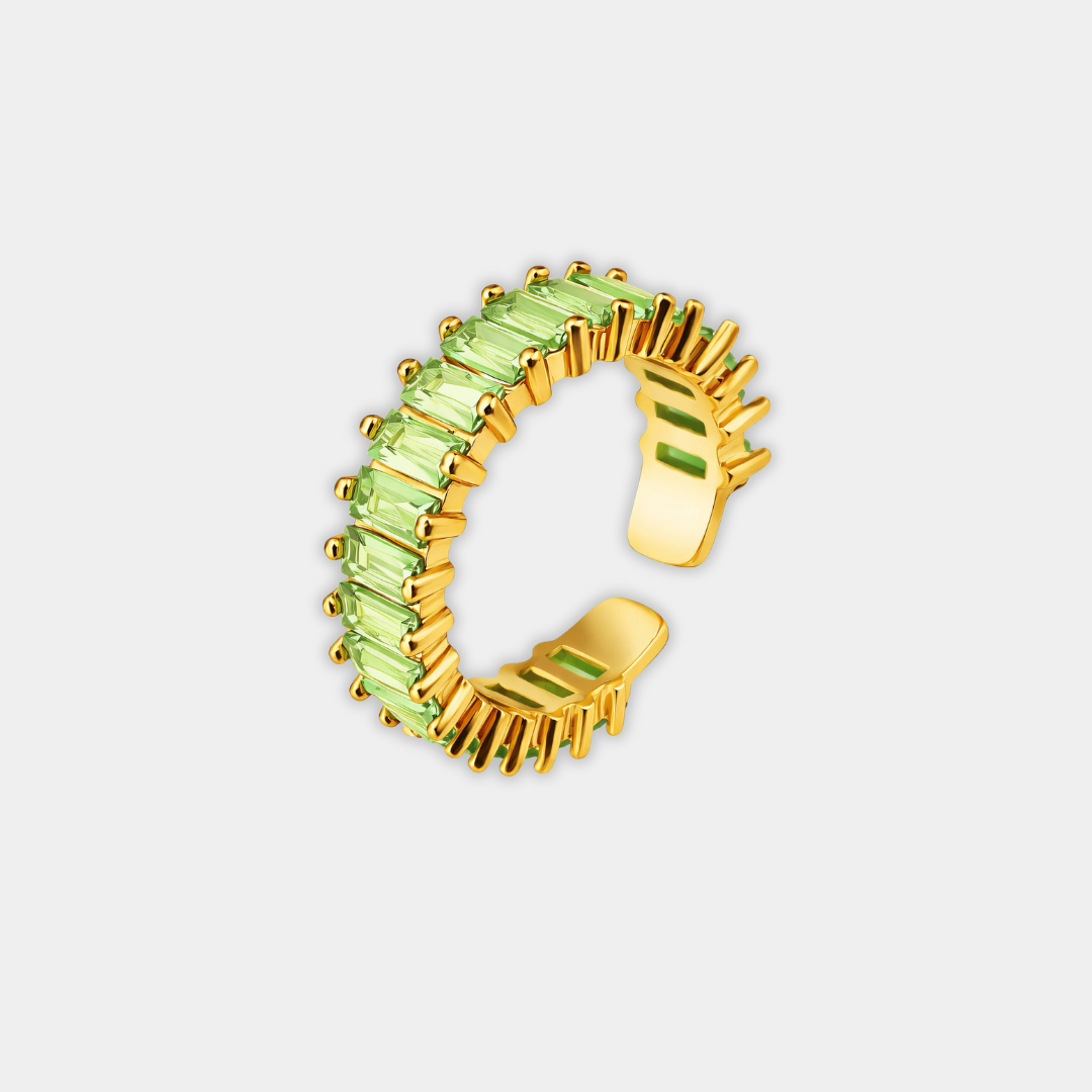 Gold Ring Niamh with Blue Baguette Stones