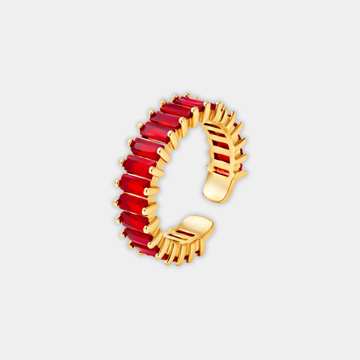 Gold Ring Niamh with Blue Baguette Stones