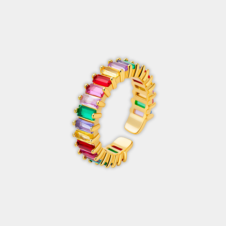 Gold Ring Niamh with Blue Baguette Stones
