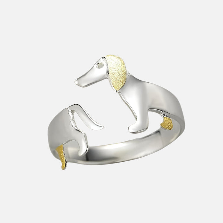Sterling Silver Adjustable Ring with Dachshund Motif