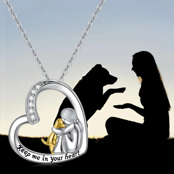 Gold & Silver Necklace Fionnuala with Girl and Dog