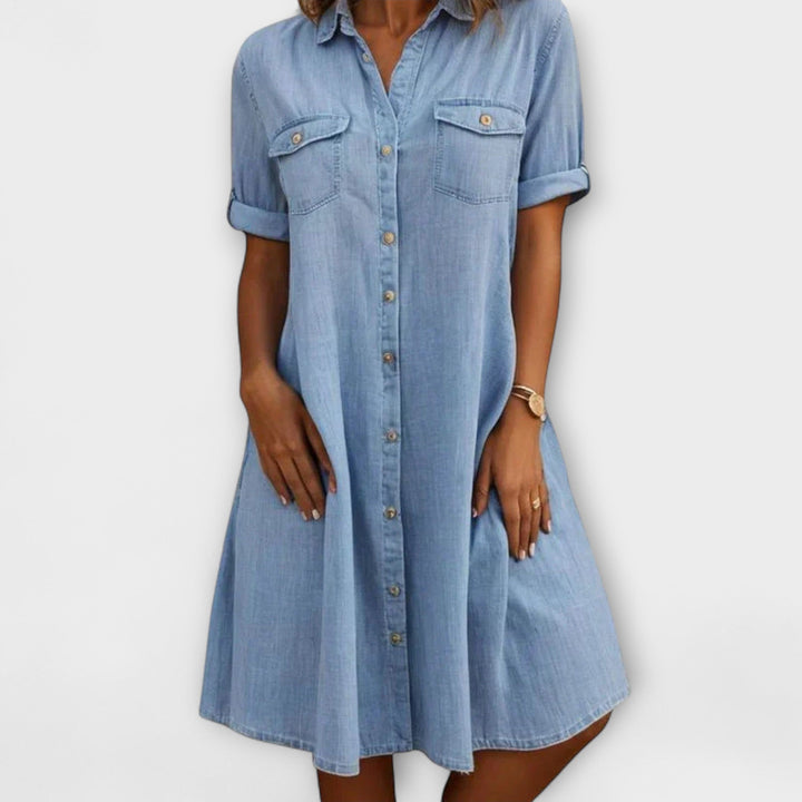Casual A-Linien-Kleid in Jeansblau