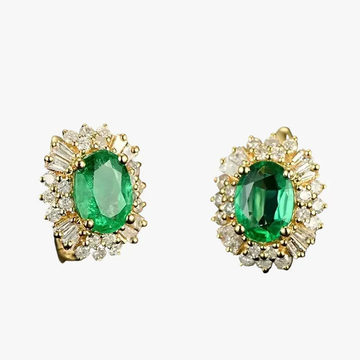 Gold Stud Earrings Órla with Emerald