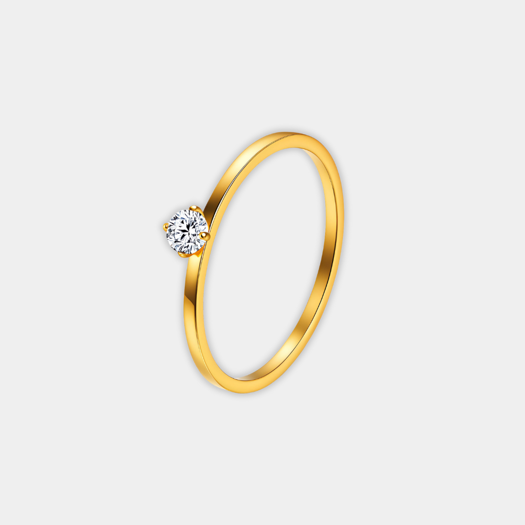 Gold Ring Órla with Crystal Solitaire