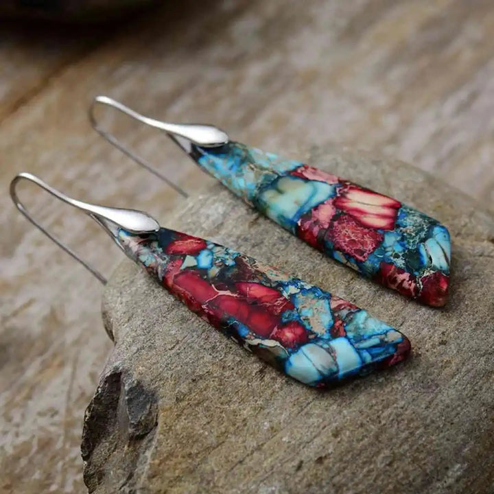 Gold Drop Earrings Eabha with Turquoise Mosaic